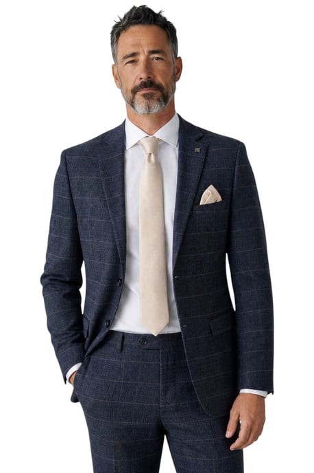 Herren-Blazer aus marineblauem Tweed mit Fischgrätmuster und Karomuster - Harris - Image 1