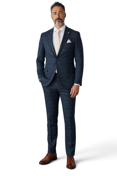 Herren-Blazer aus marineblauem Tweed mit Fischgrätmuster und Karomuster - Harris - Image 2