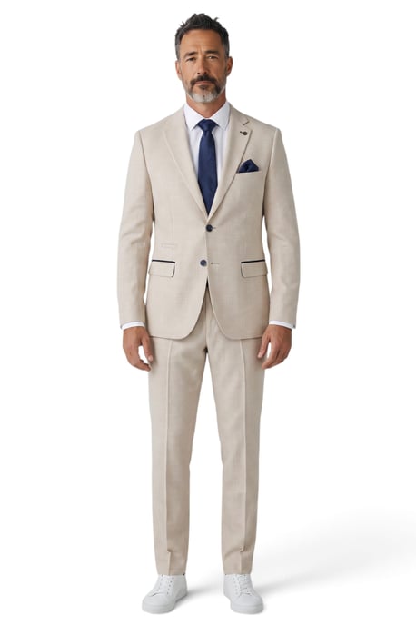 Herrenblazer in Creme mit Karomuster und taillierter Passform - Regent - Image 2