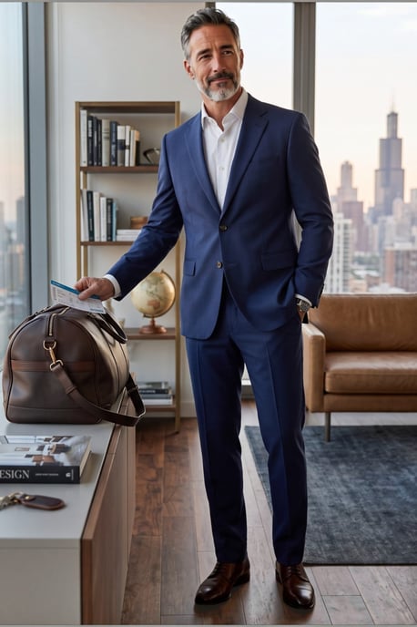 Herren-Blazer in Marineblau, tailliert, formell - Belmount - Image 3