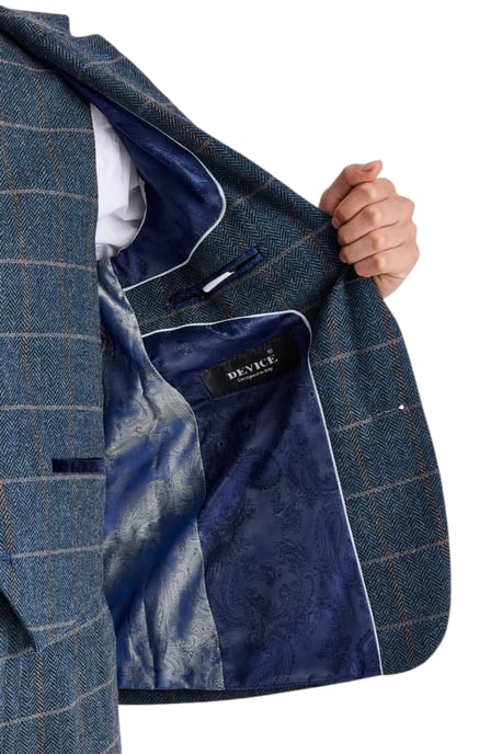Herren-Blazer aus marineblauem Tweed mit Fischgrätmuster und Karomuster - Harris - Image 5