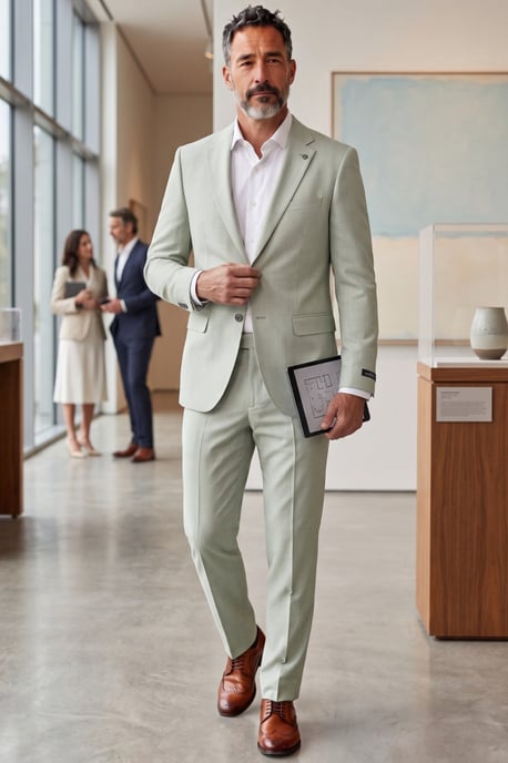 Herren-Blazer in Salbeigrün, tailliert, formell - Belmount - Image 3