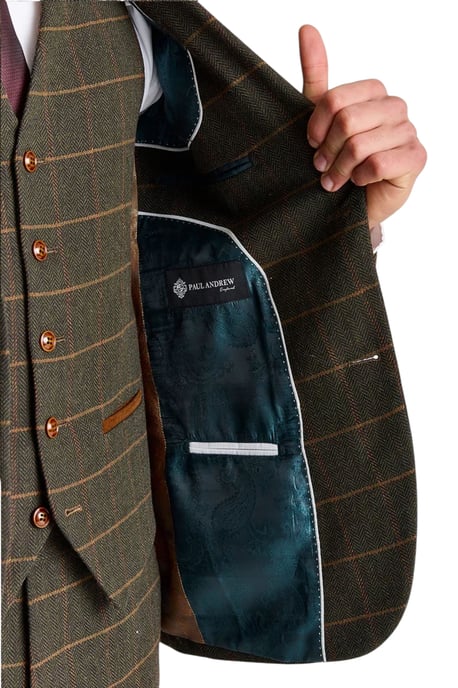 Grüner Tweed-Blazer für Herren mit Fischgrätmuster und Karomuster - Harris - Image 5