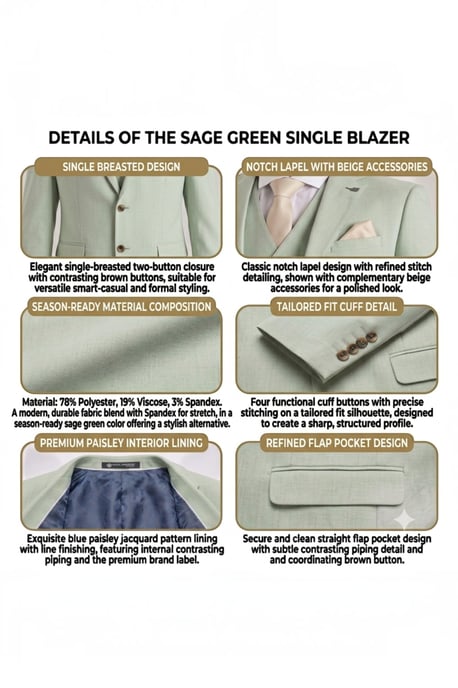 Herren-Blazer in Salbeigrün, tailliert, formell - Belmount - Image 6