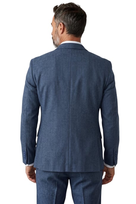 Blauer 3-teiliger Tweed-Anzug im Fischgrätmuster für Herren - IM4 - Image 6