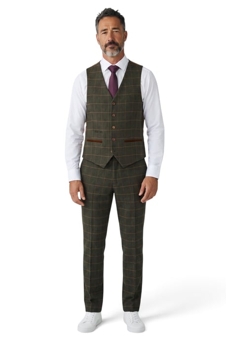 Grüner 3-teiliger Herrenanzug aus Wollmischung und Tweed - Harris - Image 5