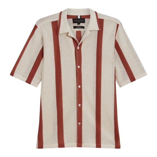 Ted Baker Niks Stripe Häkel-oversize-hemd In Taupe - Image 1
