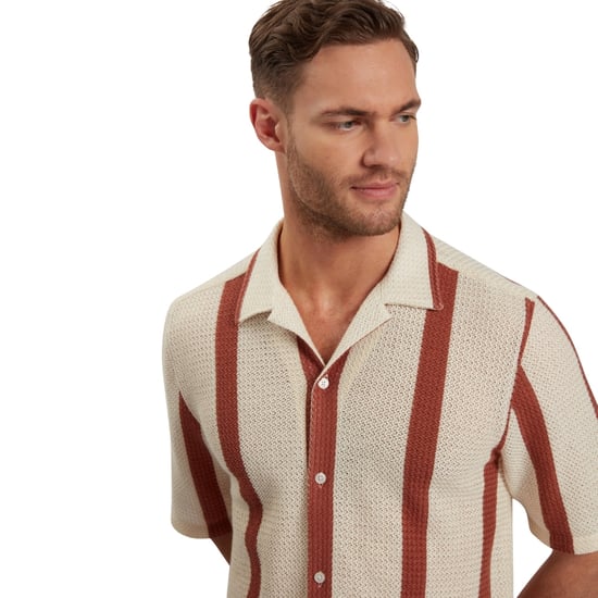 Ted Baker Niks Stripe Häkel-oversize-hemd In Taupe - Image 2