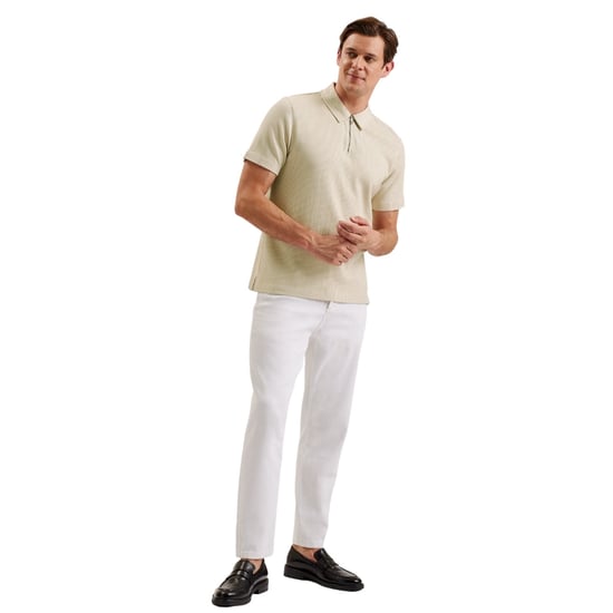 Ted Baker Elgrave Regular Strukturiertes Halbzip Beige Polohemd - Image 3