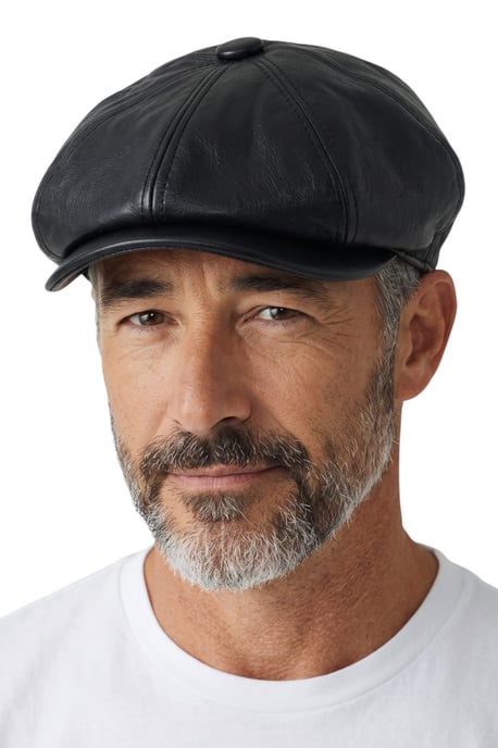 Schwarzer Herren-Bäckerhut im Vintage-Stil aus Kunstleder, 8-teilig, Gatsby-Stil - MHT-1 - Image 1