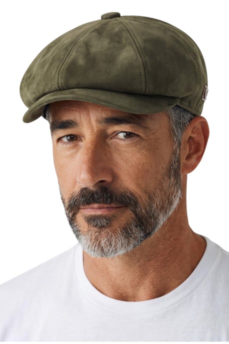Klassischer Gatsby-Baker-Boy-Hut für Herren aus olivgrünem Wildleder im Vintage-Stil mit 8 Panels - MHT-1 - Image 1