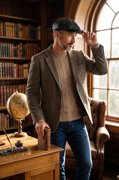 Schwarzer Herren-Bäckerhut im Vintage-Stil aus Kunstleder, 8-teilig, Gatsby-Stil - MHT-1 - Image 5