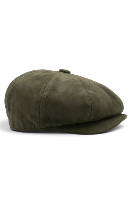 Klassischer Gatsby-Baker-Boy-Hut für Herren aus olivgrünem Wildleder im Vintage-Stil mit 8 Panels - MHT-1 - Image 3