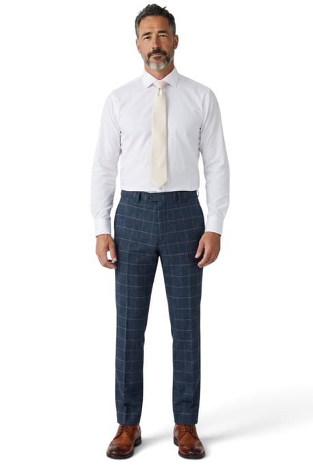 Herren-Tweedhose in Marineblau mit Fischgrätmuster - Harris - Image 2