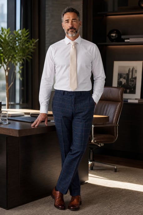 Herren-Tweedhose in Marineblau mit Fischgrätmuster - Harris - Image 3