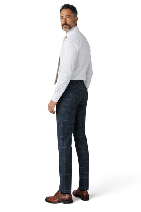 Herren-Tweedhose in Marineblau mit Fischgrätmuster - Harris - Image 4