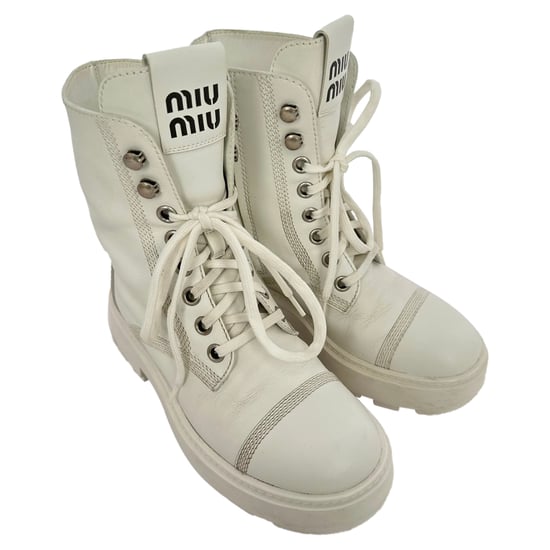 Miu Miu Schnürstiefel aus weißem Leder - Image 5