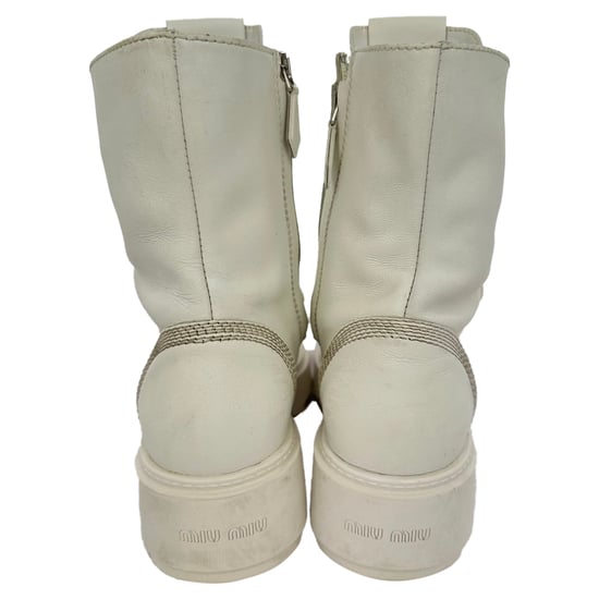 Miu Miu Schnürstiefel aus weißem Leder - Image 6