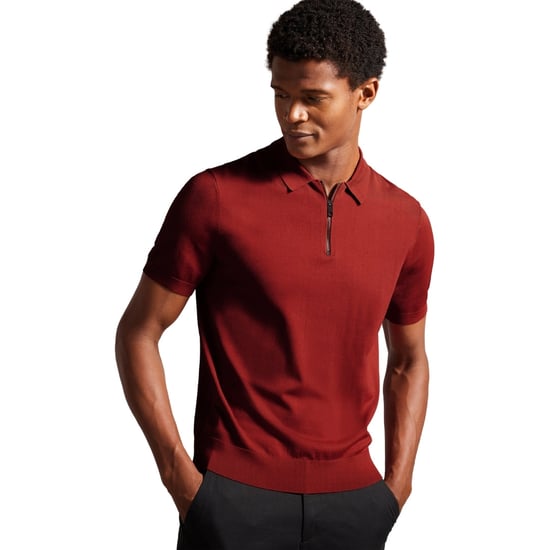 Ted Baker Daldin Rayon Zip Polohemd, Dunkelbraun - Image 2