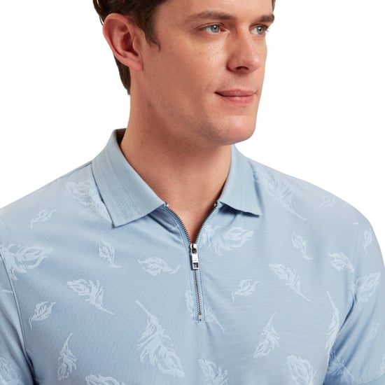 Ted Baker Neyack Feather Jacquard Zip Blaues Polohemd - Image 3