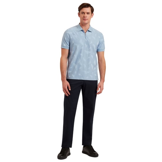 Ted Baker Neyack Feather Jacquard Zip Blaues Polohemd - Image 5