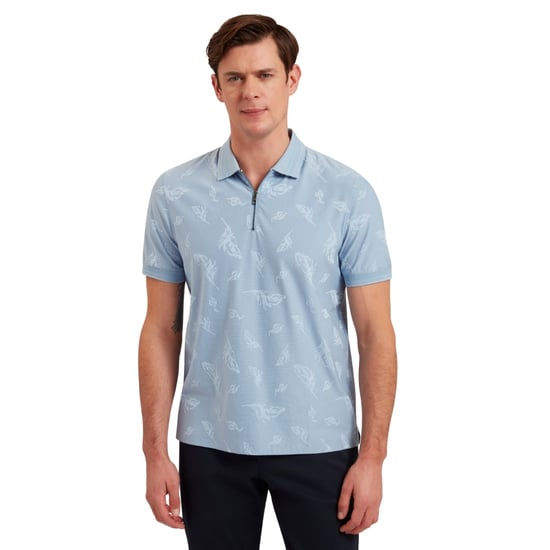 Ted Baker Neyack Feather Jacquard Zip Blaues Polohemd - Image 6