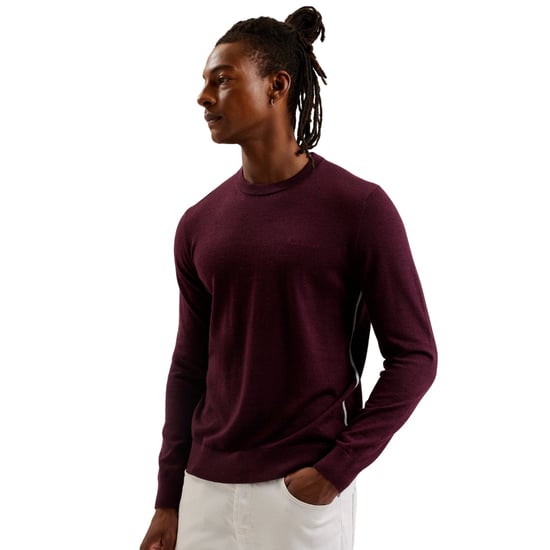 Ted Baker Liblo Merino Branded Rundhalspullover In Kastanienbraun - Image 3