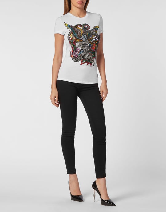 Philipp Plein T-Shirt mit rundem Ausschnitt und Tattoo-Print - Mehrfarbig - Image 4