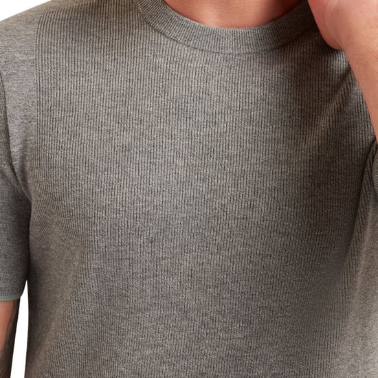 Ted Baker Voisin Mix geripptes T-Shirt - Grau - Image 4