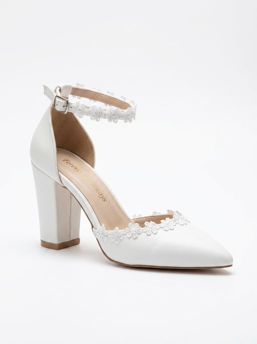 Alisa Blockabsatz Braut Spitzer Zehenbereich Pumps - Image 1