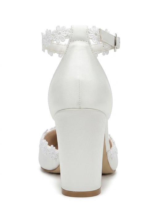 Alisa Blockabsatz Braut Spitzer Zehenbereich Pumps - Image 3