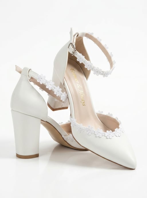 Alisa Blockabsatz Braut Spitzer Zehenbereich Pumps - Image 5
