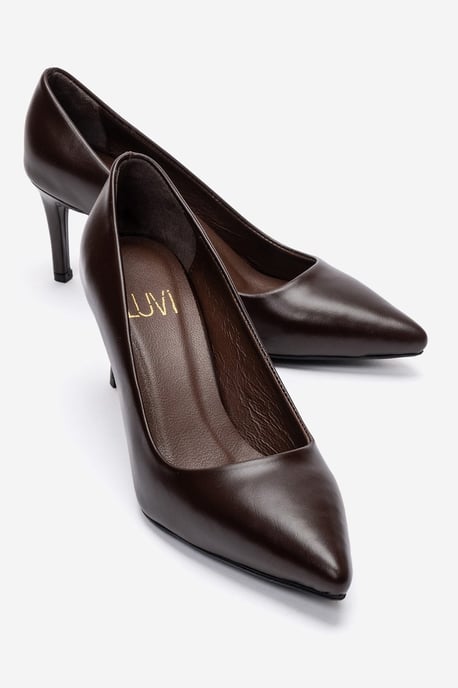 Clyde Leder Stiletto Spitzer Zehn Pumps - Image 1