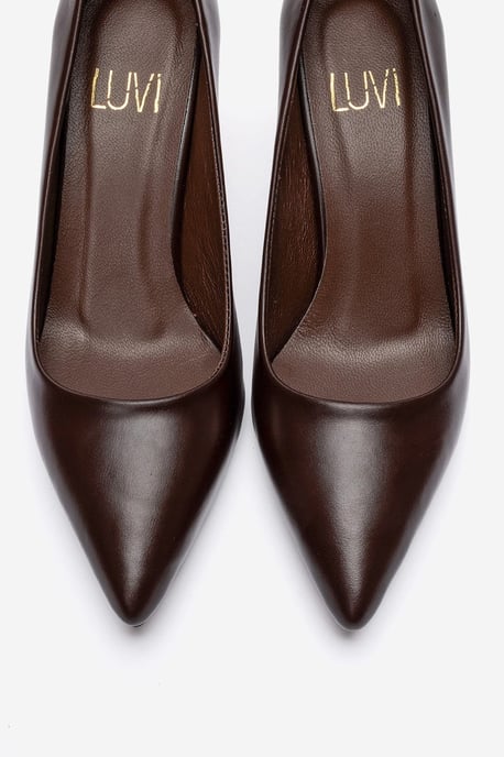 Clyde Leder Stiletto Spitzer Zehn Pumps - Image 2