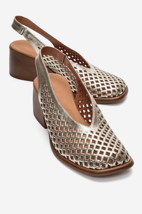 Monvera Blockabsatz Leder Slingback Sandale - Image 1
