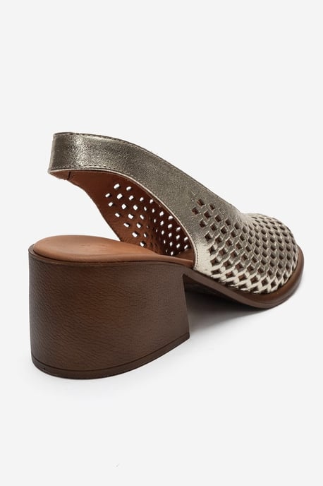 Monvera Blockabsatz Leder Slingback Sandale - Image 5