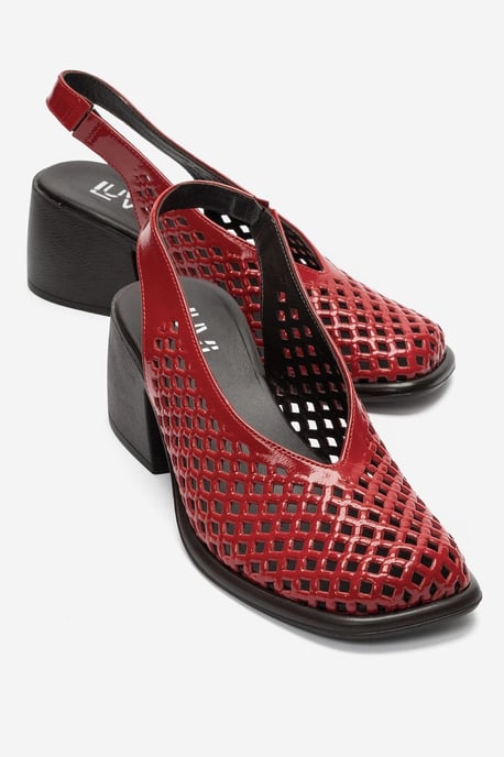 Monvera Blockabsatz Leder Slingback Sandale - Image 1