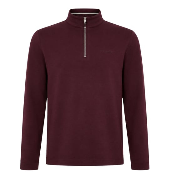 Ted Baker Actosj Branded Quarter Zip Maroon Sweater - Image 1