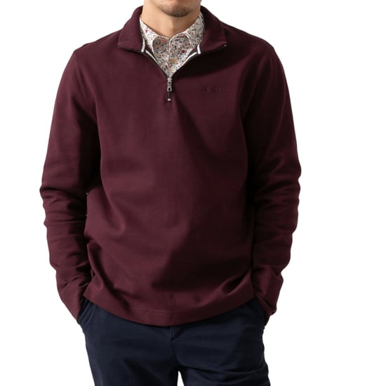 Ted Baker Actosj Branded Quarter Zip Maroon Sweater - Image 2