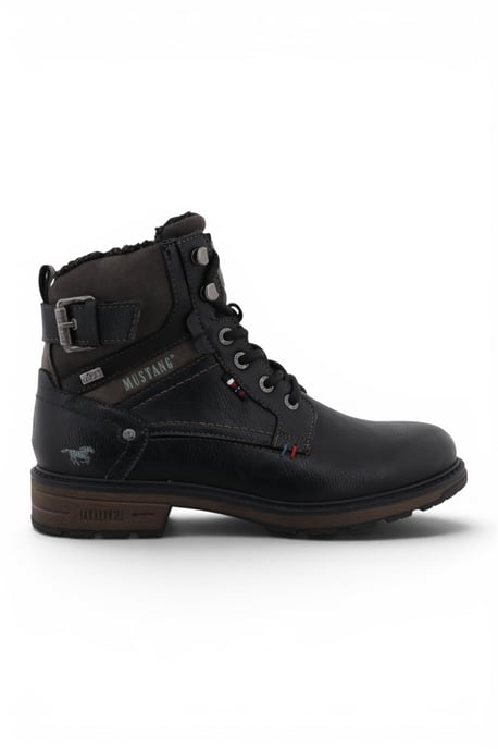 Mustang Herren Schwarze Kunstleder Winter Schnür-Stiefeletten - M0021001 - Image 1