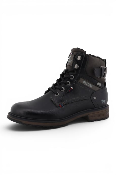 Mustang Herren Schwarze Kunstleder Winter Schnür-Stiefeletten - M0021001 - Image 2