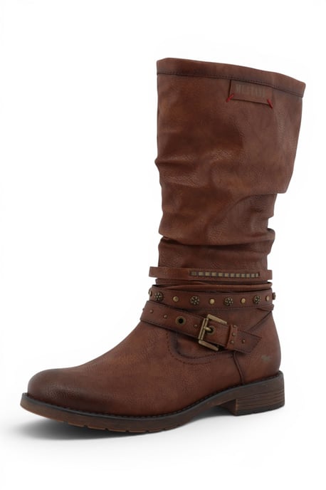 Damen Karmesinbraune Kunstleder Stiefeletten mit Schaft - M0052003 - Image 2