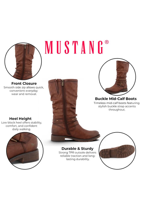Damen Karmesinbraune Kunstleder Stiefeletten mit Schaft - M0052003 - Image 3