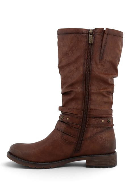 Damen Karmesinbraune Kunstleder Stiefeletten mit Schaft - M0052003 - Image 4