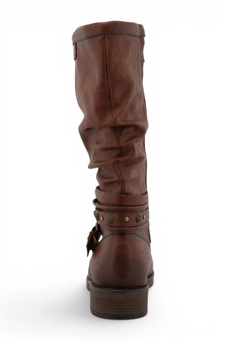 Damen Karmesinbraune Kunstleder Stiefeletten mit Schaft - M0052003 - Image 6