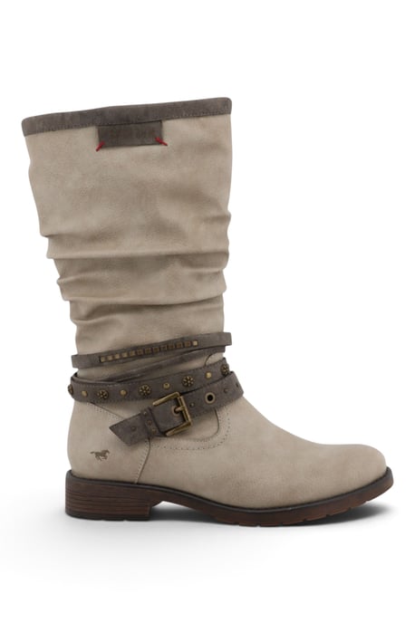 Damen Weiße Faux-Leder Knöchelhohe Slouch Reiterstiefel - M0052004 - Image 1