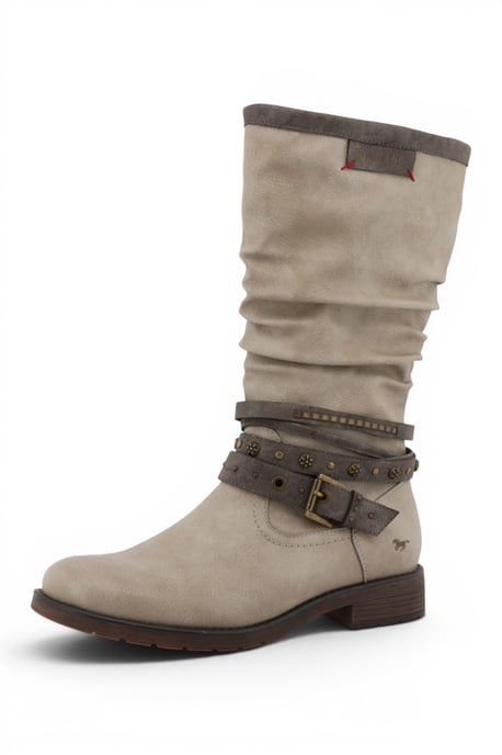 Damen Weiße Faux-Leder Knöchelhohe Slouch Reiterstiefel - M0052004 - Image 2