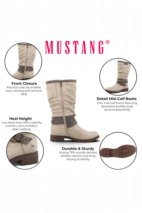 Damen Weiße Faux-Leder Knöchelhohe Slouch Reiterstiefel - M0052004 - Image 3