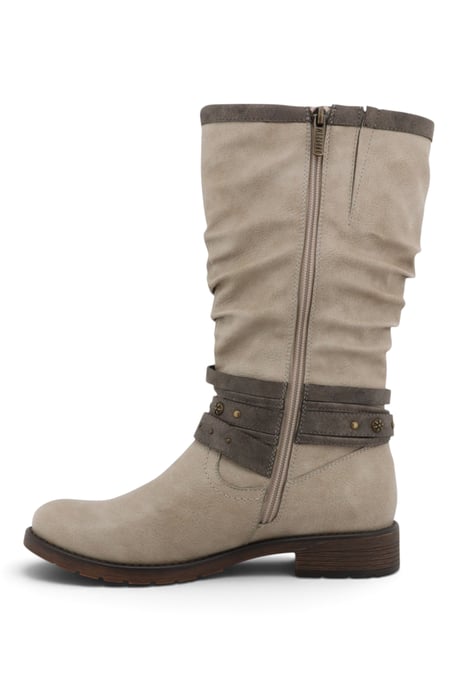 Damen Weiße Faux-Leder Knöchelhohe Slouch Reiterstiefel - M0052004 - Image 4