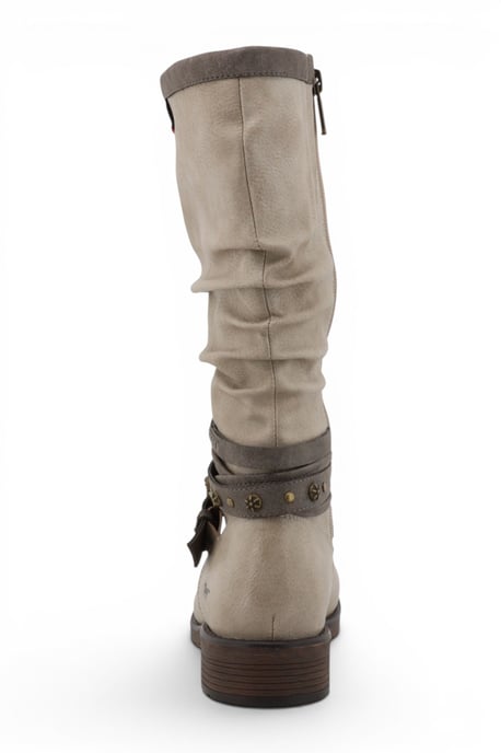 Damen Weiße Faux-Leder Knöchelhohe Slouch Reiterstiefel - M0052004 - Image 6